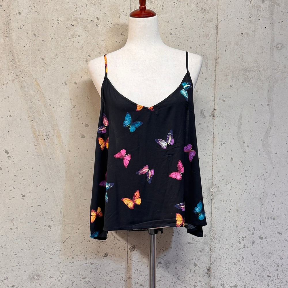 Beauty Sleep Social Cami Top Womens XXL Black Butterfly Print Y2K Fairycore Boho